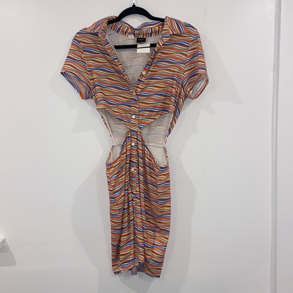 Blanc Rainbow Stripe Mini Dress